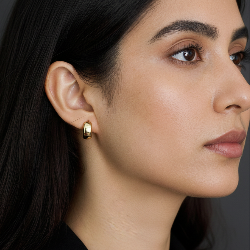 18K Sculpted Dome Hoops