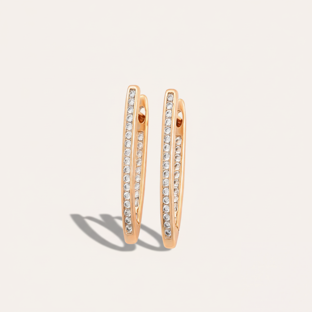 18K Twin-Line Zircon Hoops
