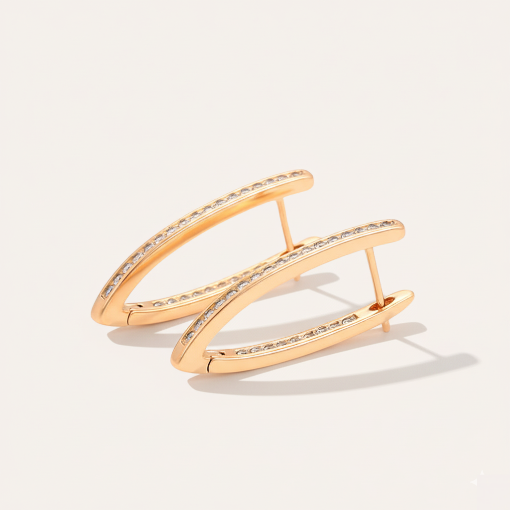 18K Twin-Line Zircon Hoops