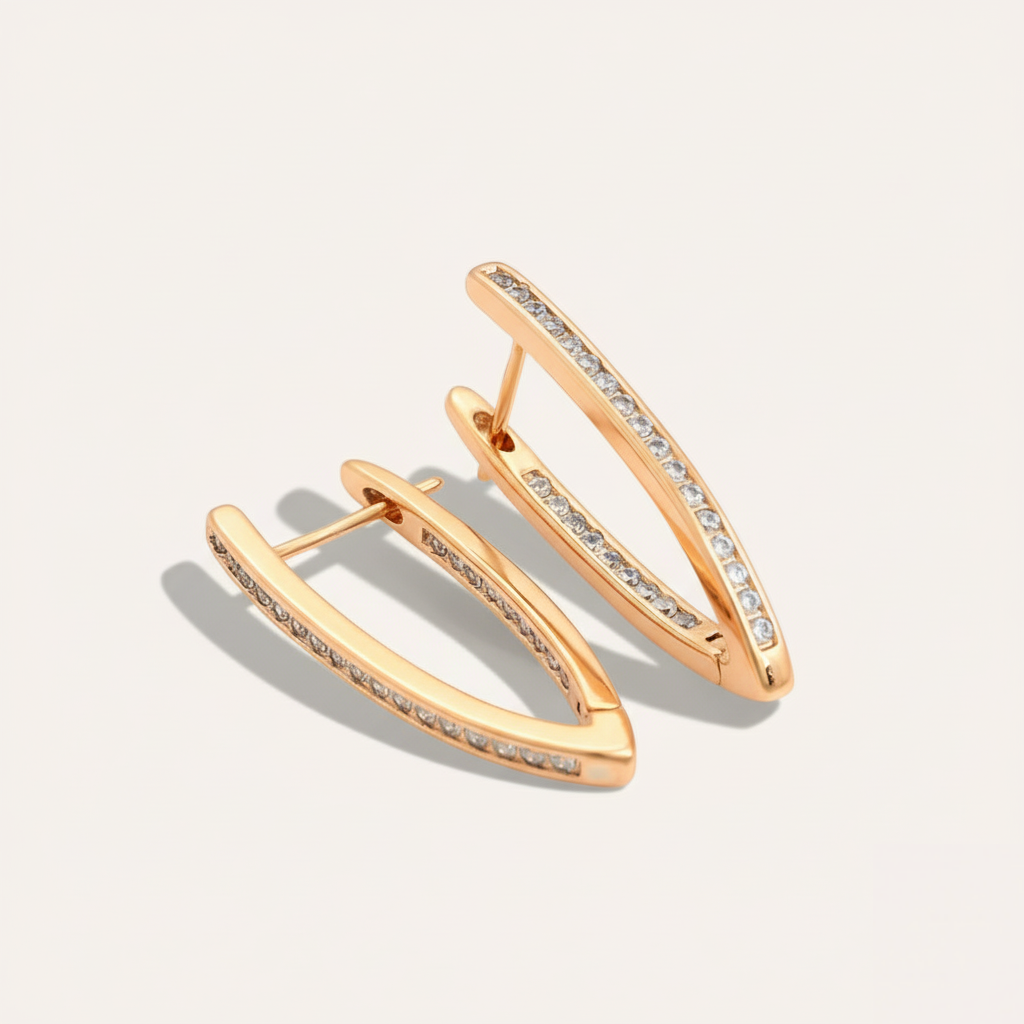18K Twin-Line Zircon Hoops