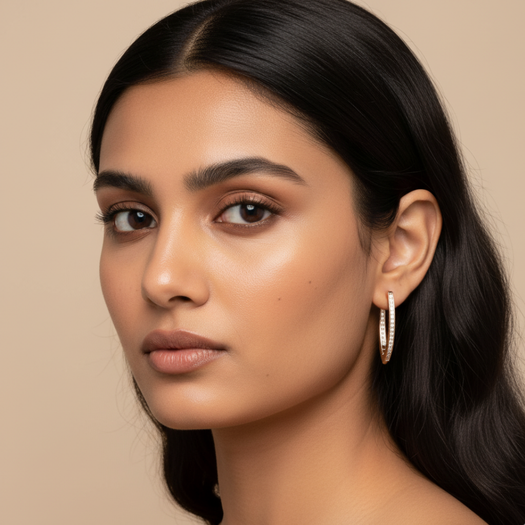 18K Twin-Line Zircon Hoops