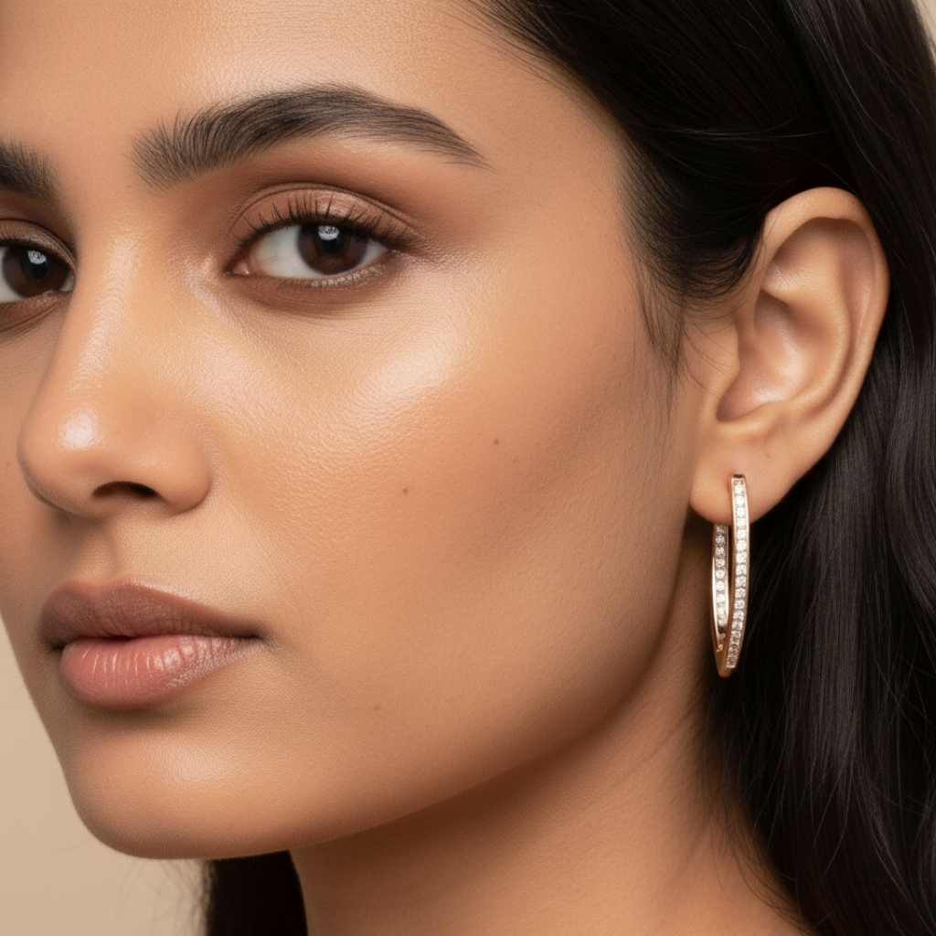 18K Twin-Line Zircon Hoops