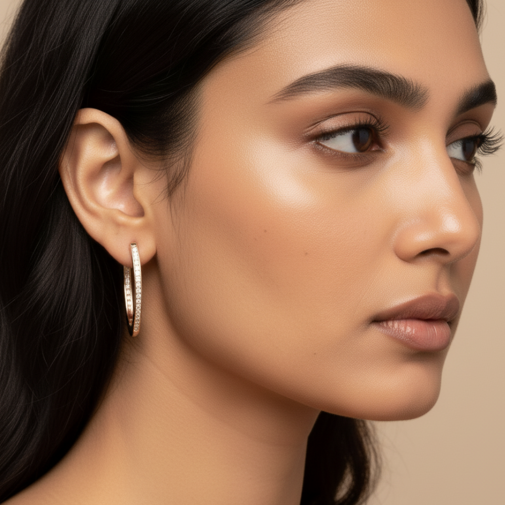 18K Twin-Line Zircon Hoops