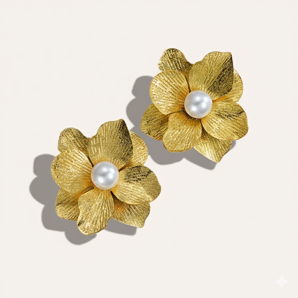 18K Golden Petal Earrings