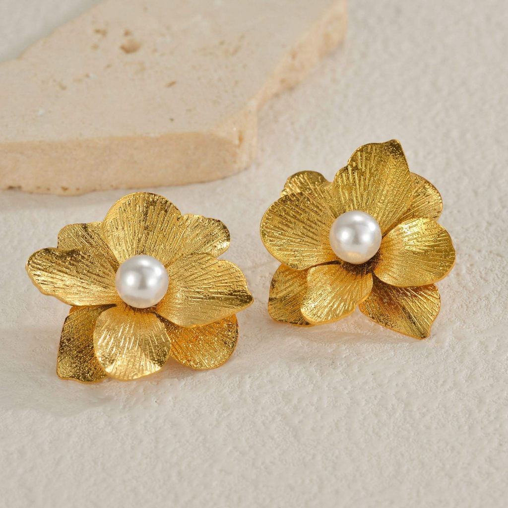 18K Golden Petal Earrings
