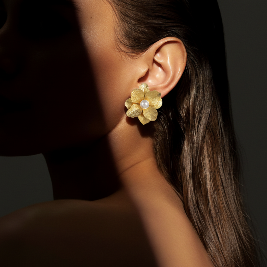18K Golden Petal Earrings