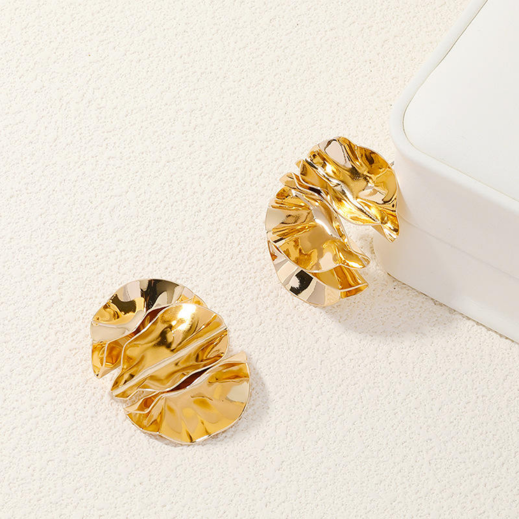 18K Sculpted Wave Earrings