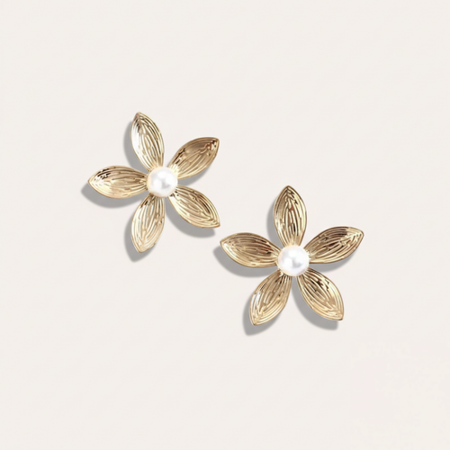 18K Floral Pearl Earrings