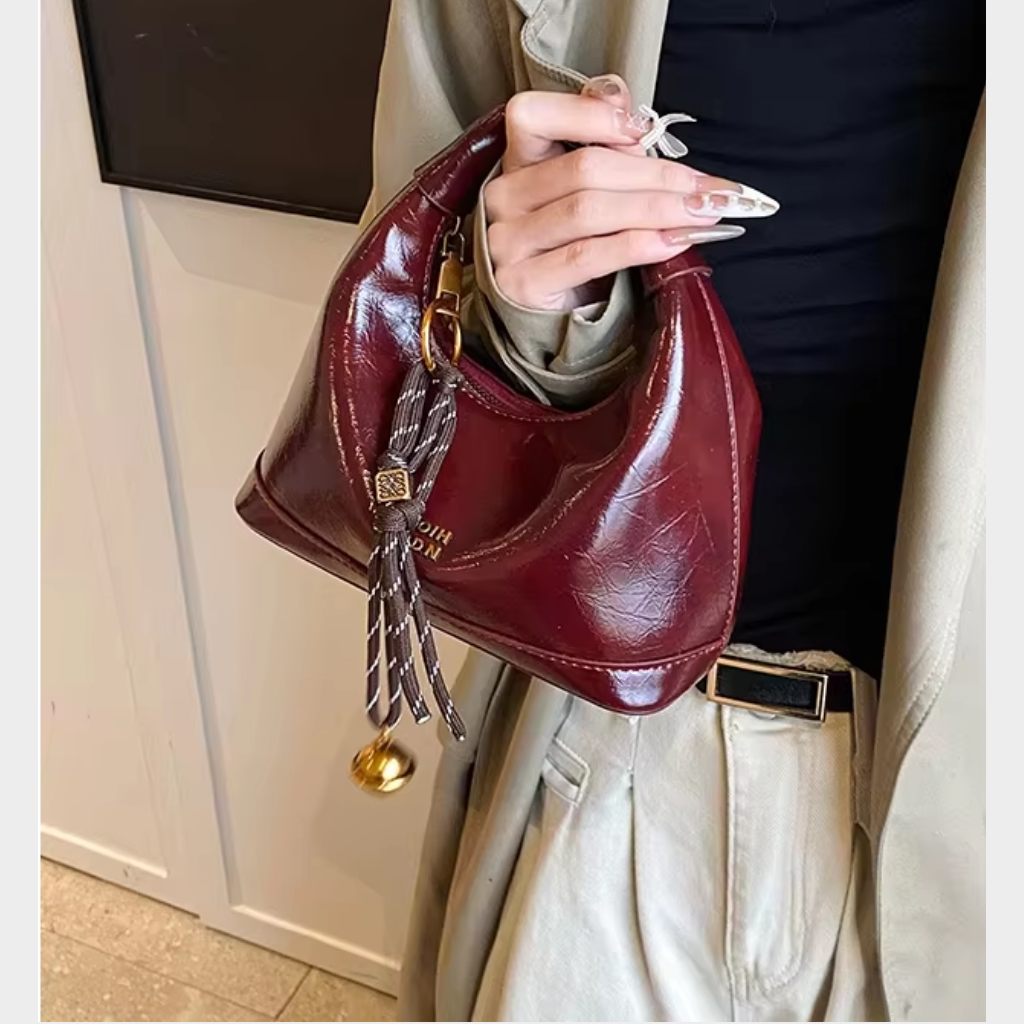 Maroon Mini Crescent Bag
