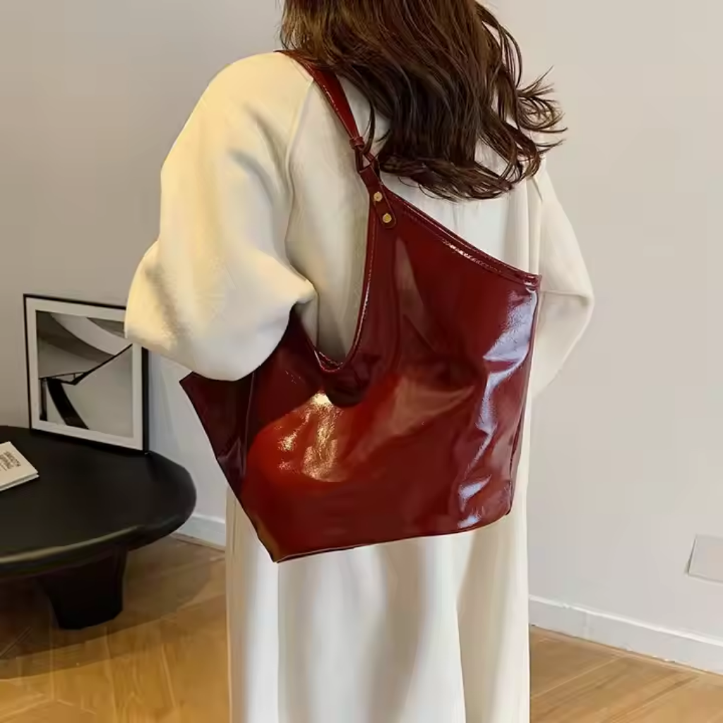 Cherry Red Soft Crescent Tote Set