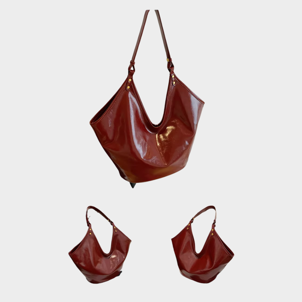 Cherry Red Soft Crescent Tote Set