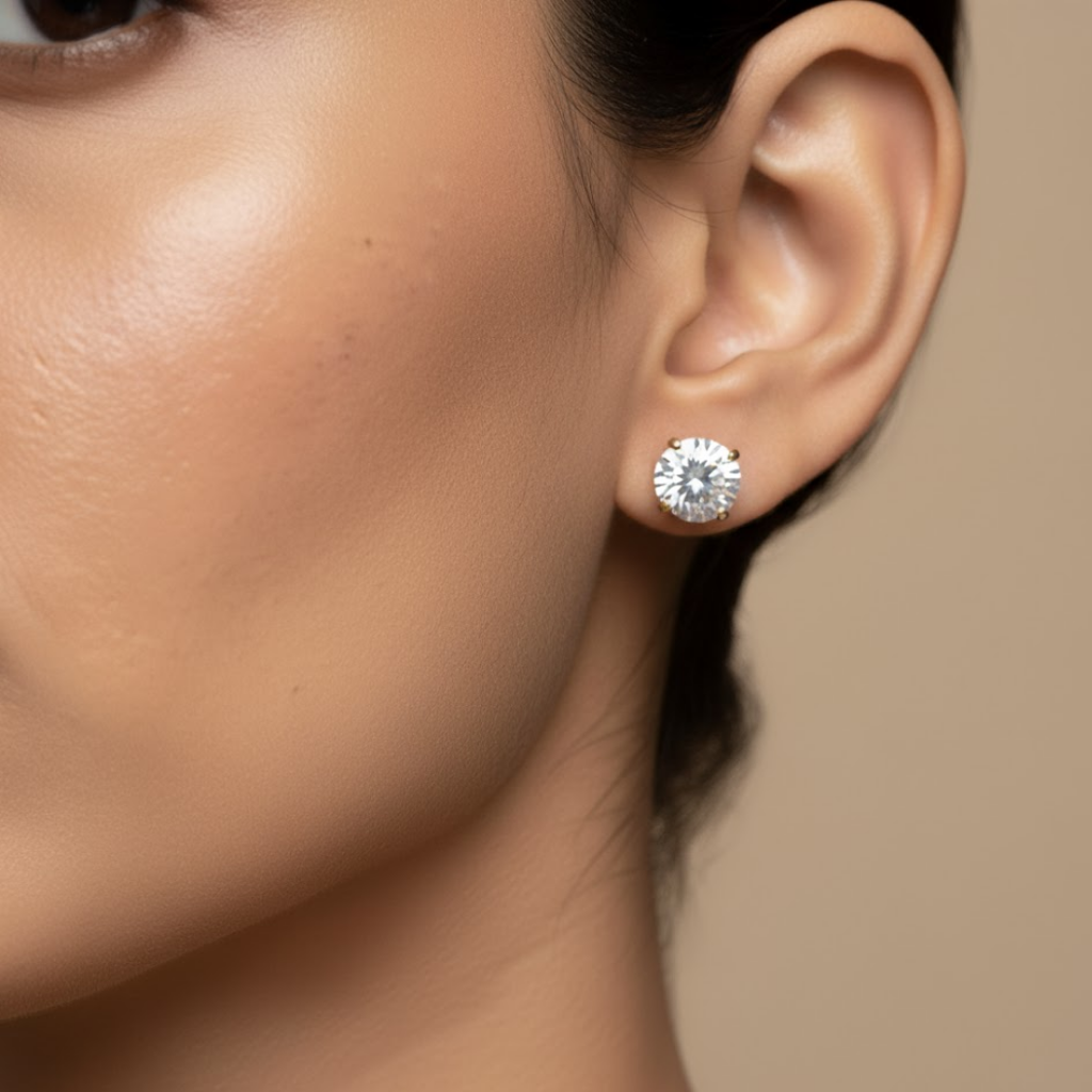 18K Zircon Studded Earrings