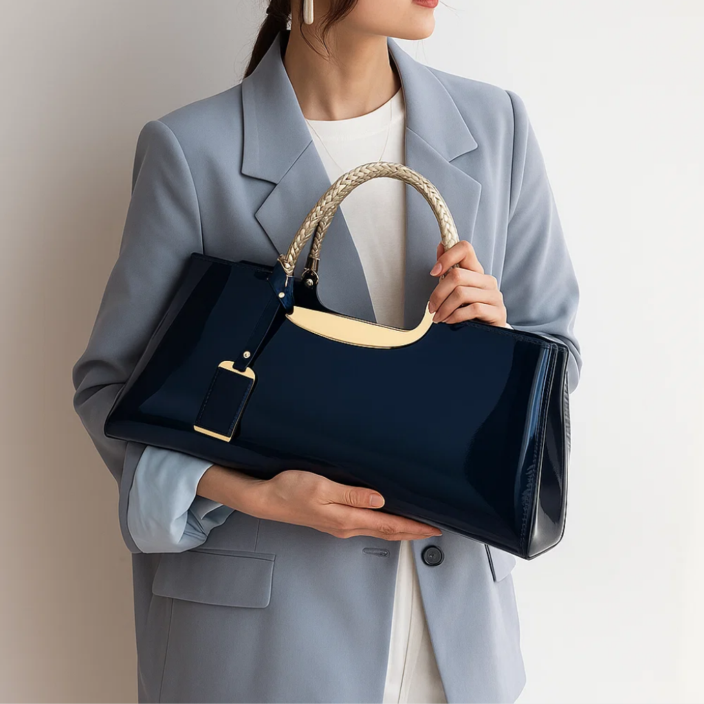 Midnight Blue Glossy Satchel