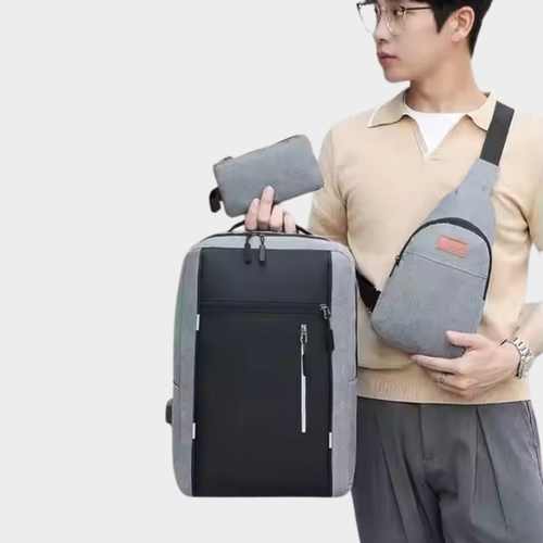 3-Piece Polyester Backpack, Sling & Pouch Set