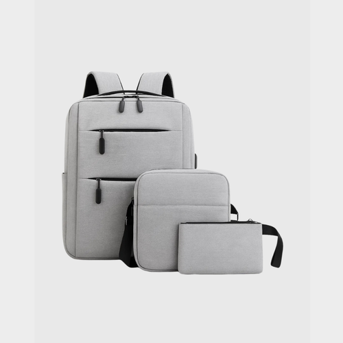 3-Piece Polyester USB Backpack, Sling Bag and Tote Set