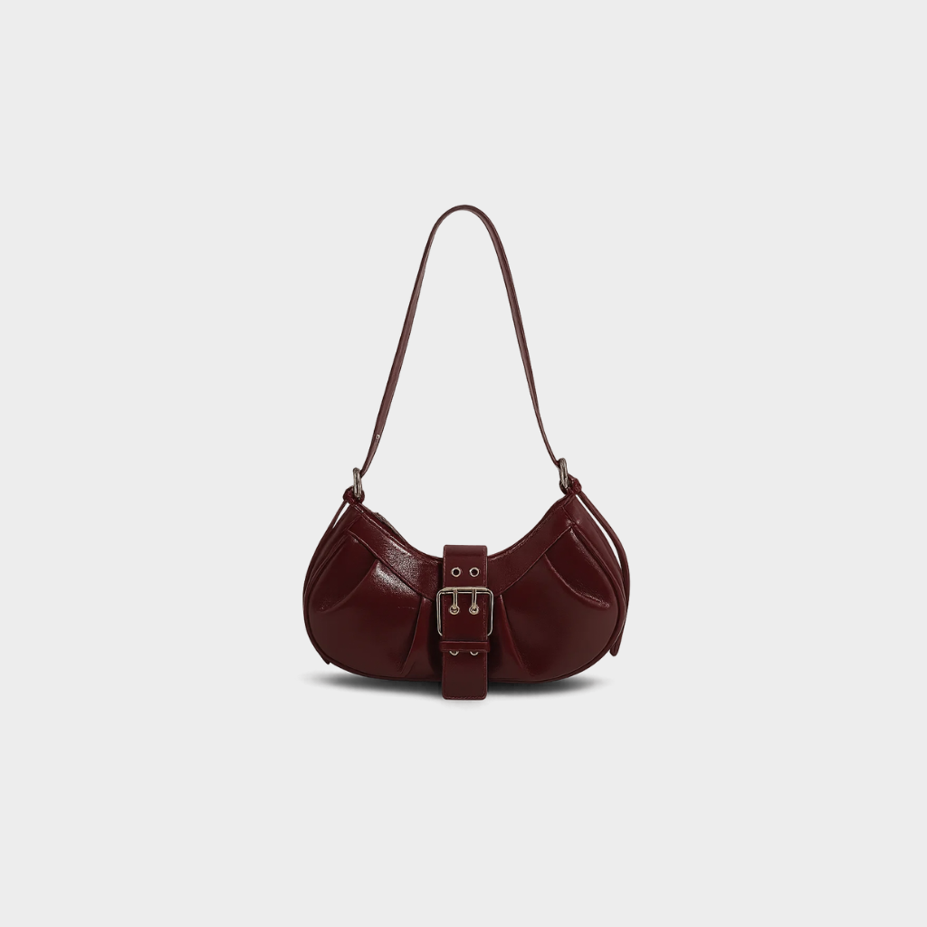 Cherry Red Buckle Shoulder Bag